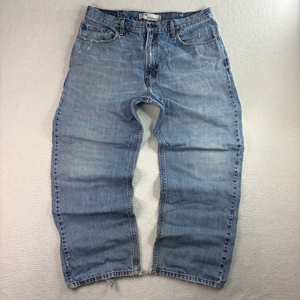Y2K Levis 569 Loose Straight Jeans Men 38x30 Blue Faded‎ Skater Baggy Distressed